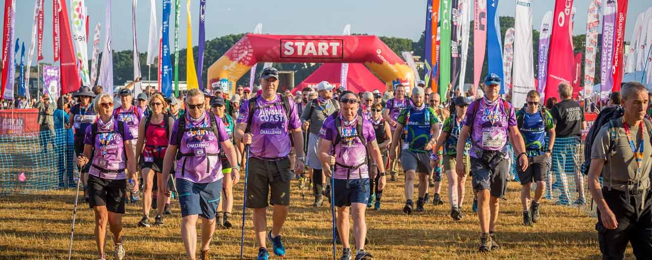 Charity event trekkers at the start of their Ultra Challenge.