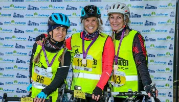 Three cyclists after cycling event