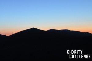 Silhouette of Ben Nevis at sunrise.