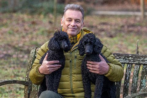  Chris Packham with his dogs Sid and Nancy