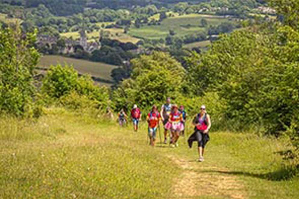 Challenge event fundraisers walking the North Downs Challenge.