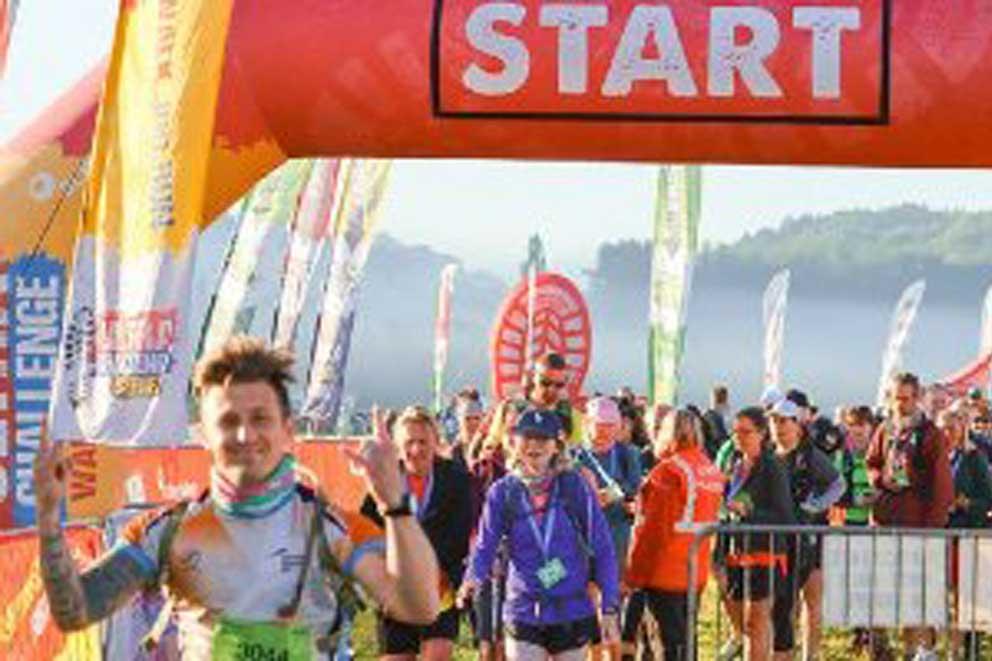 Trekkers ready at the start line of the Peak District  Ultra Challenge charity event.